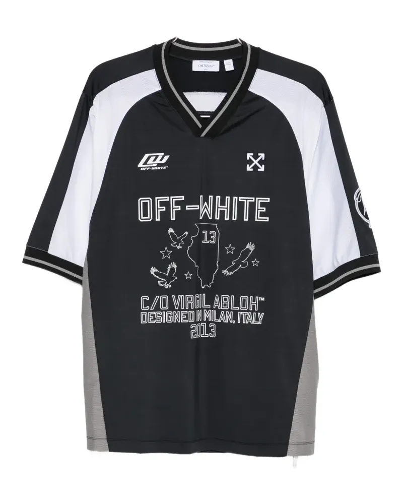OFF-WHITE logo-print V-neck T-shirt - Schwarz Schwarz
