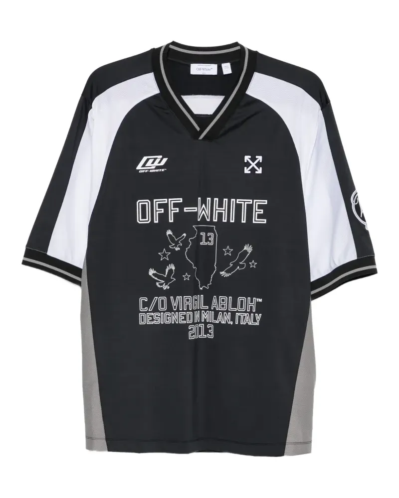 OFF-WHITE logo-print V-neck T-shirt - Schwarz Schwarz