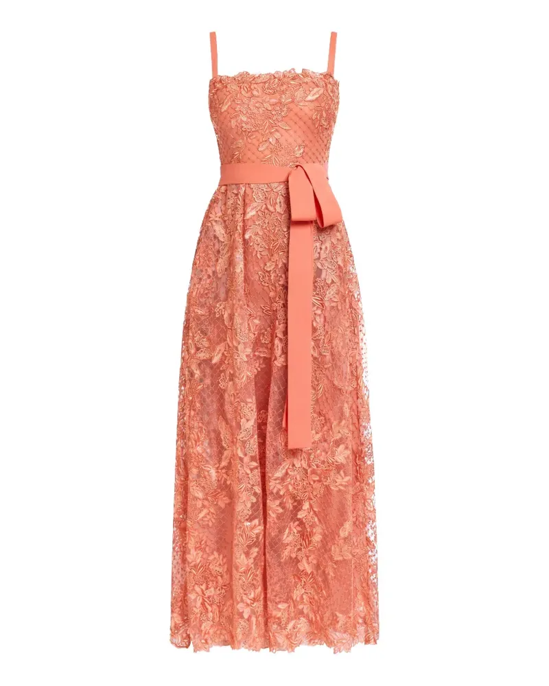 Elie Saab lace-embroidered tulle dress - Orange Orange