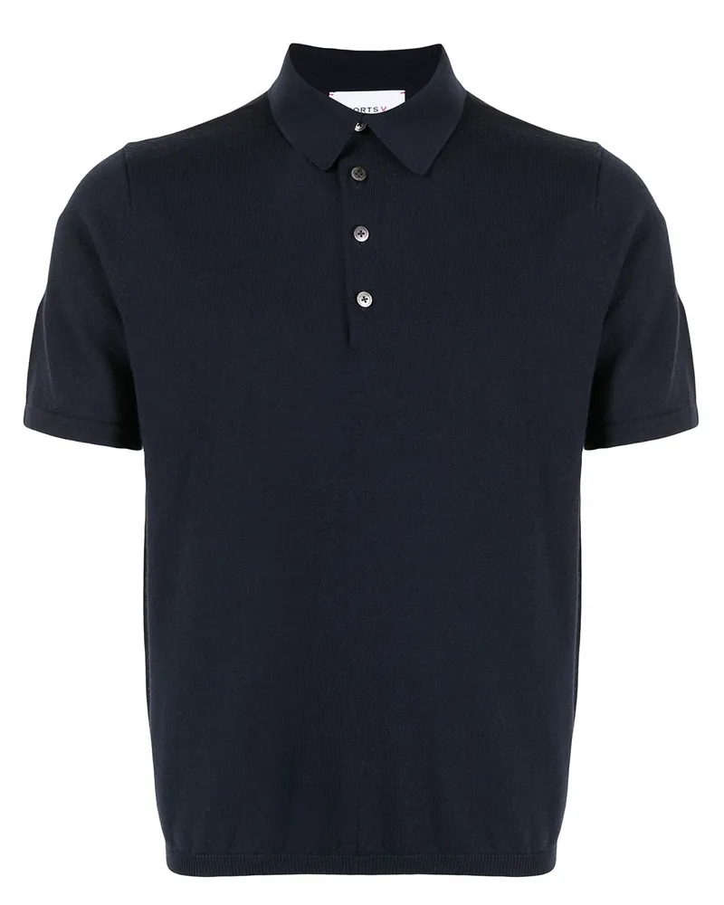 Ports V Poloshirt mit V-Print - Blau Blau
