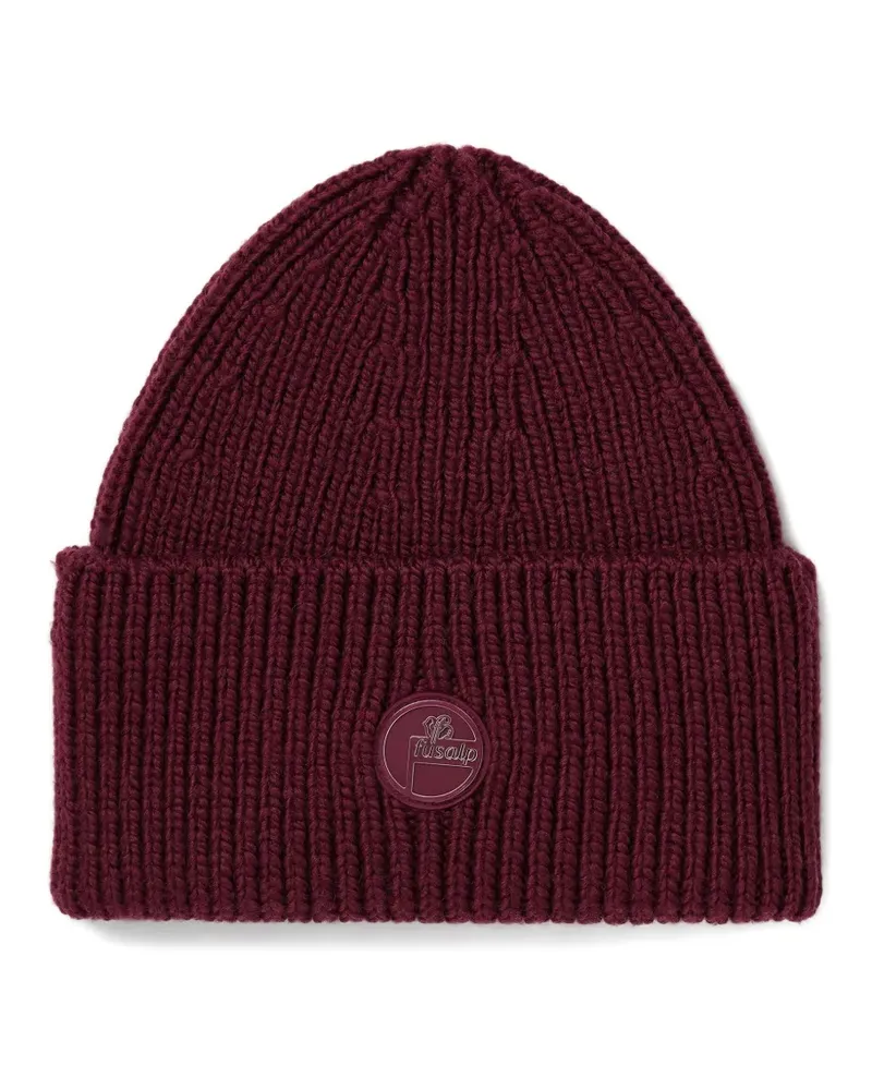 FUSALP ribbed logo-badge beanie - Rot Rot