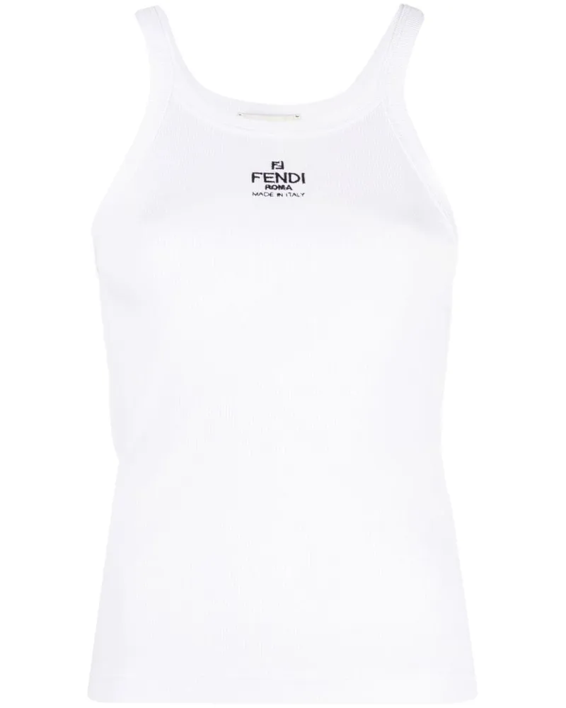 Fendi Top mit Logo-Stickerei - Weiß Weiß