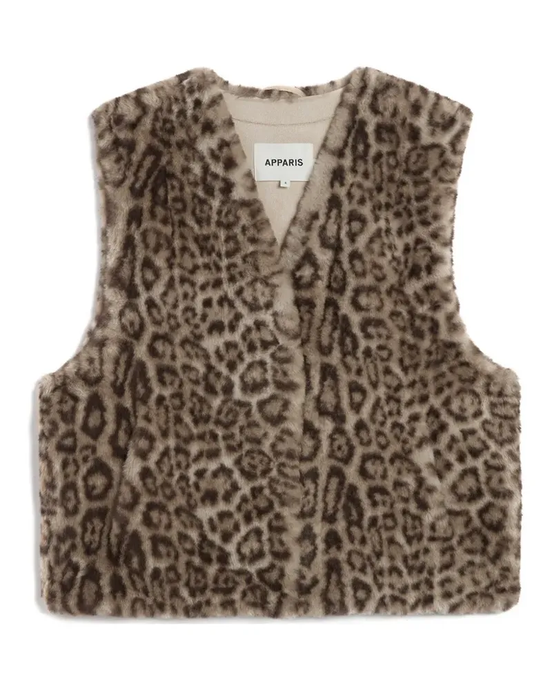 APPARIS Lyle leopard-print faux-fur gilet - Nude Nude