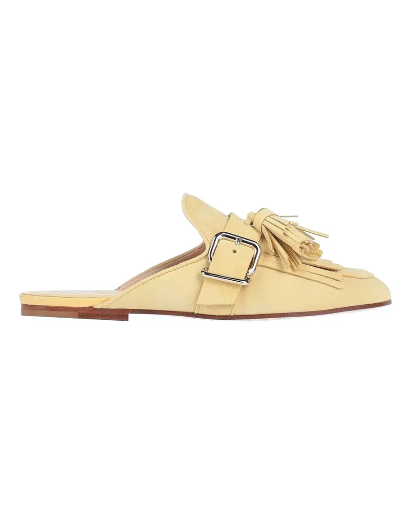 TOD'S tassel-detail leather flat mules - Gelb Gelb