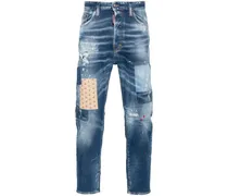 Distressed-Jeans mit Patchwork-Detail