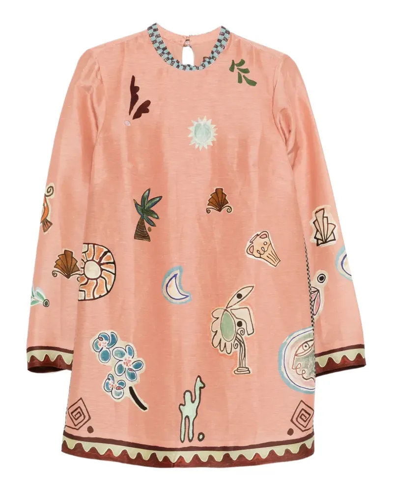 ALEMAIS x LRNCE Laurence beaded embroidered mini dress - Rosa Rosa