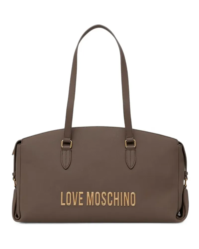 Moschino Shopper mit Logo-Schild - Braun Braun