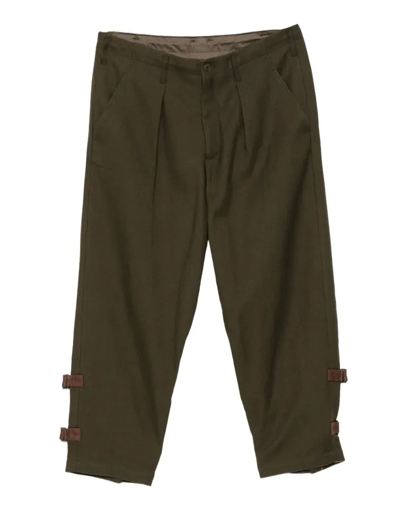 Yohji Yamamoto Serge Hose mit Gürtel - Grün Grün