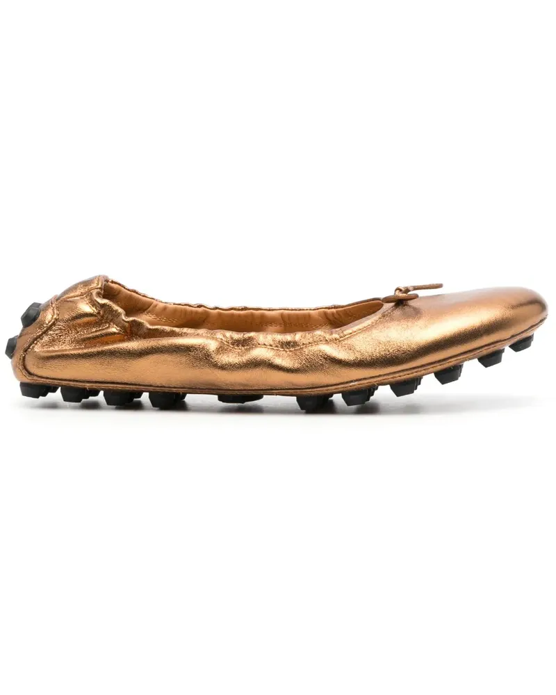 TOD'S Gommino Ballerinas im Metallic-Look - Gold Gold
