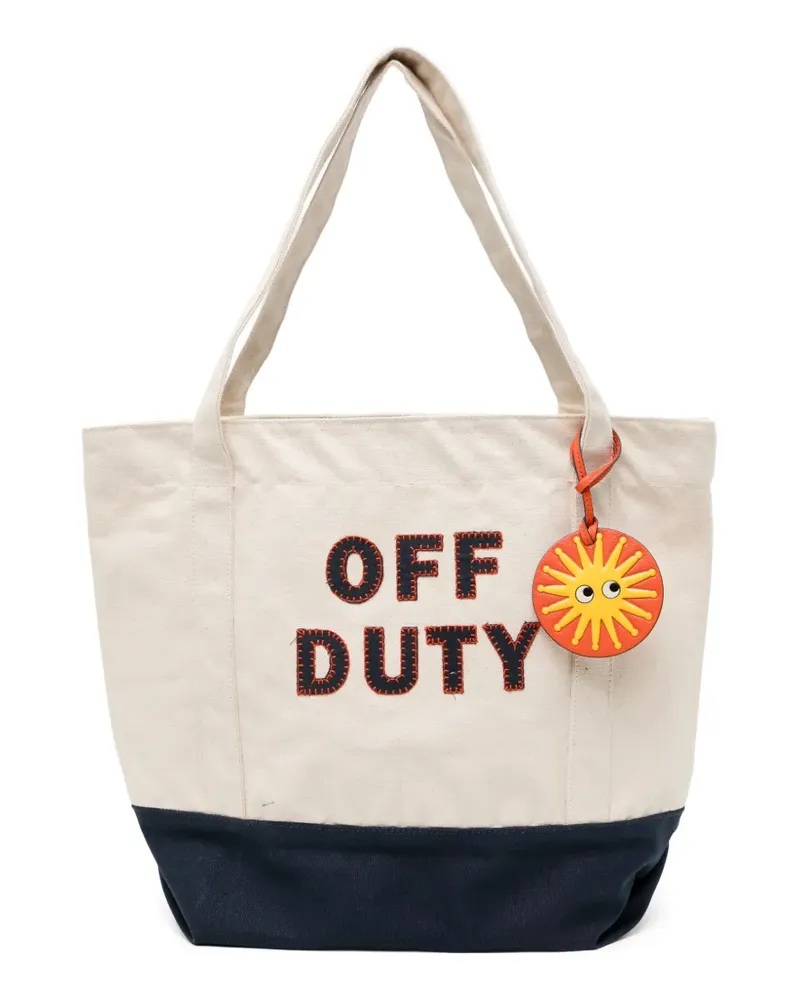 Anya Hindmarch logo-patched canvas tote bag - Nude Nude