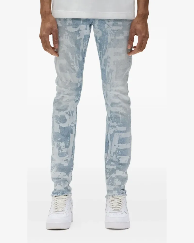 PURPLE BRAND Slim-Fit-Jeans mit Print - Blau Blau