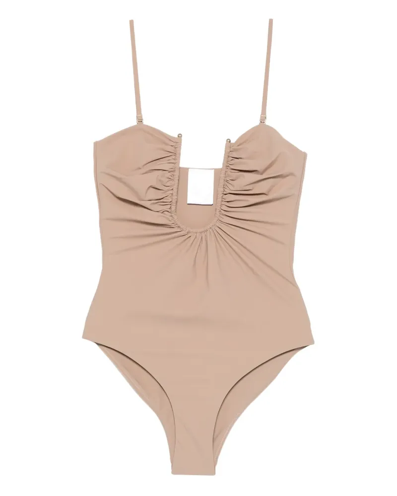 Christopher Esber arched ruched swimsuit - Nude Nude