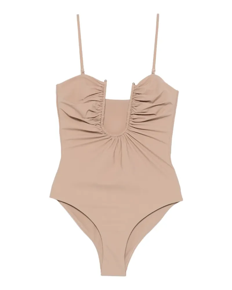 Christopher Esber Geraffter Arced Badeanzug - Nude Nude