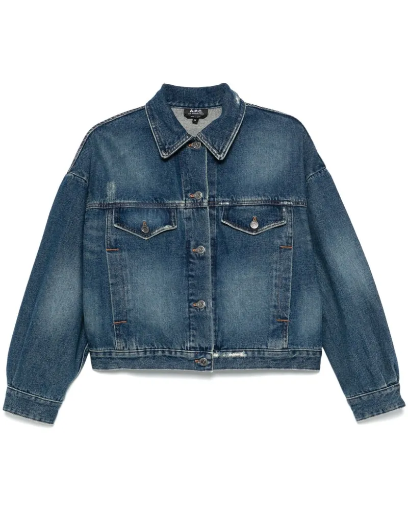 A.P.C. Jeansjacke im Distressed-Look - Blau Blau