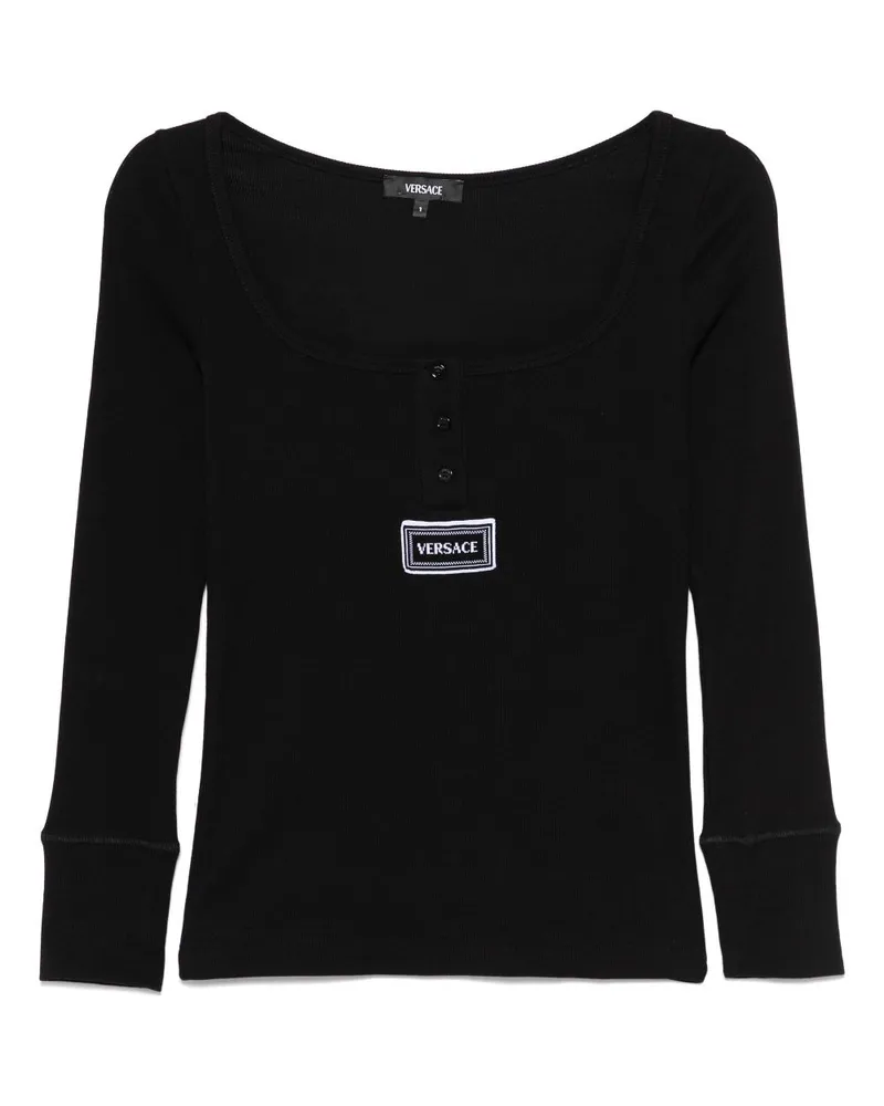 Versace T-Shirt mit Logo-Patch - Schwarz Schwarz
