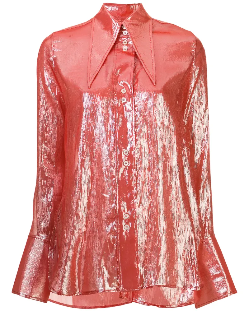 ELLERY Metallic-Hemd mit spitzem Kragen - Rot Rot
