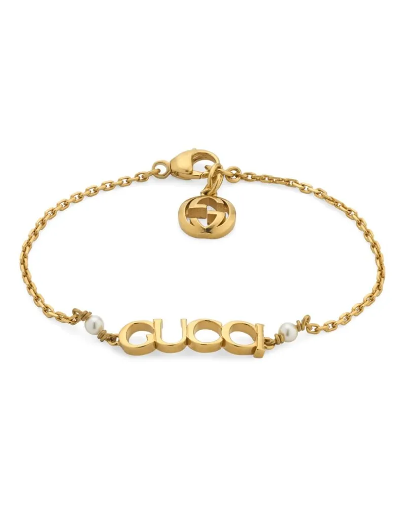 Gucci Kettenarmband mit Logo-Schild Gold