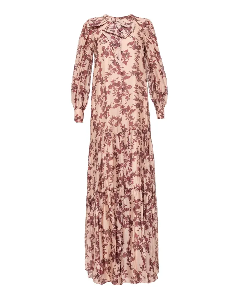 NISSA floral silk-blend maxi dress - Nude Nude