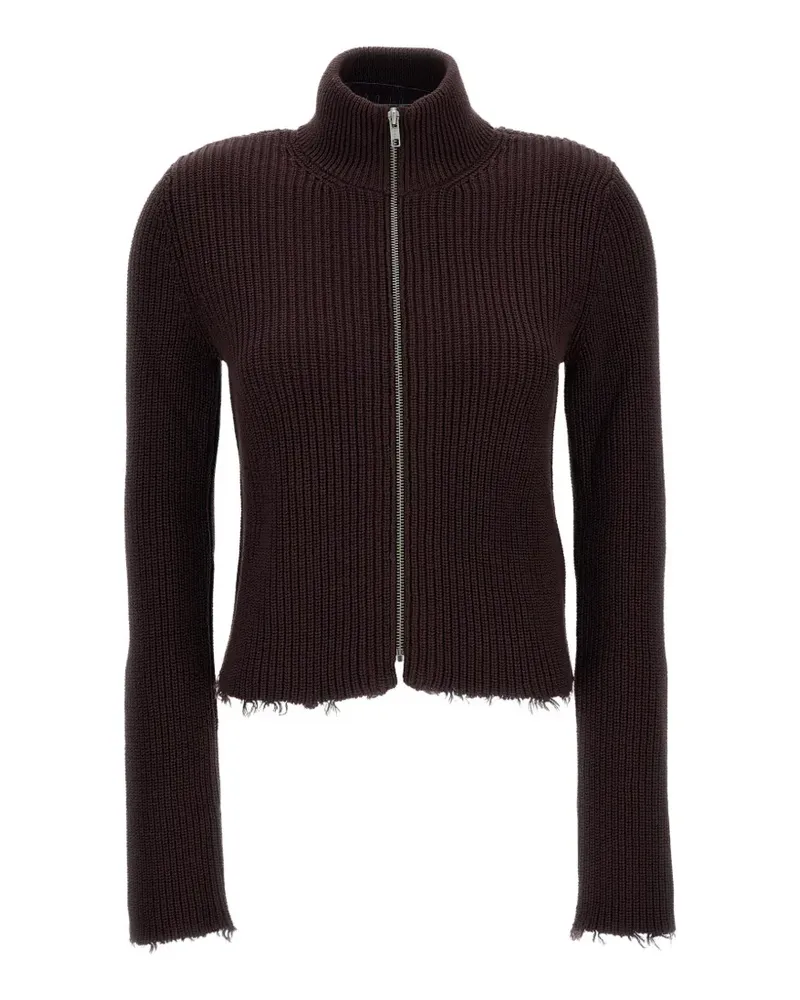 Maison Margiela frayed-hem zip-fastening cardigan - Rot Rot