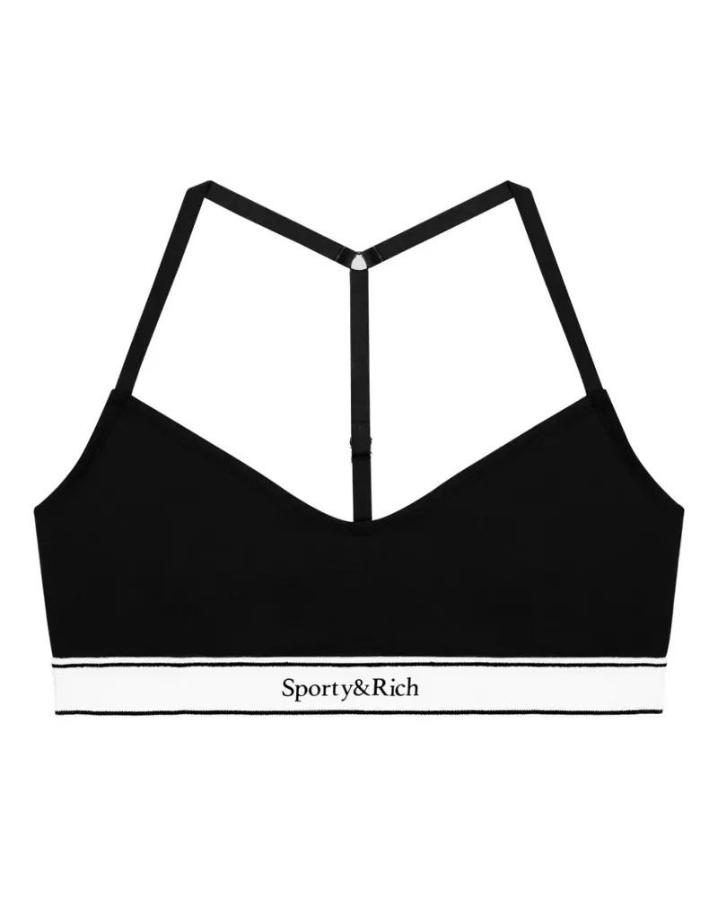 SPORTY & RICH Sport-BH mit Logo - Schwarz Schwarz