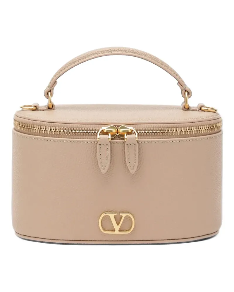 Valentino Garavani VLogo Signature Kosmetiktasche aus gekörntem Leder - Rosa Rosa