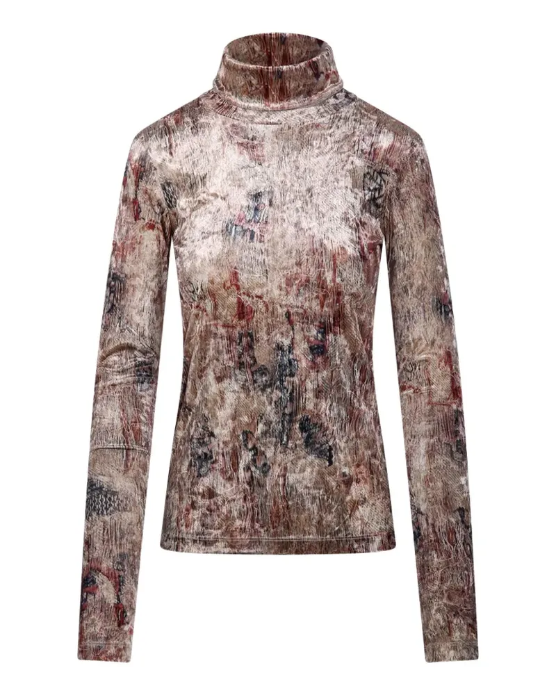 Pierre-Louis Mascia abstract-print roll-neck top - Rosa Rosa
