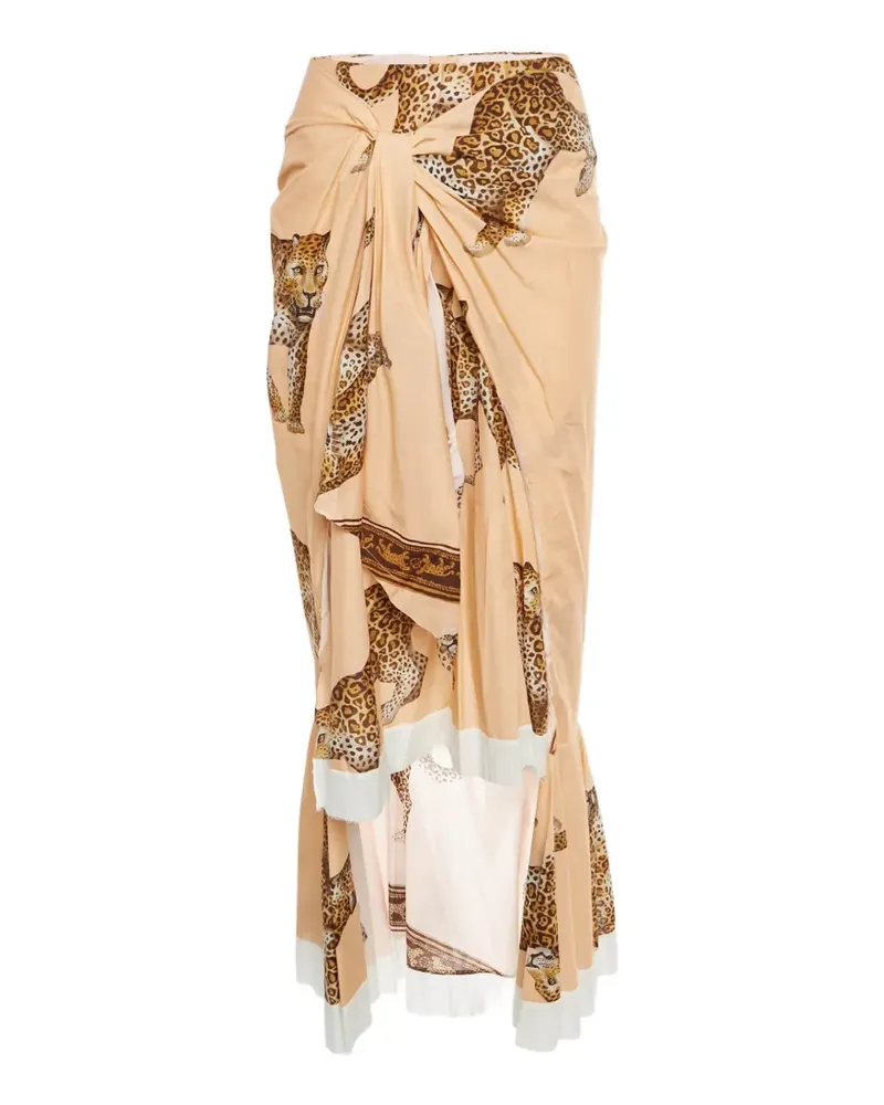 Johanna Ortiz Tropical Agitations wrap-effect maxi skirt - Orange Orange