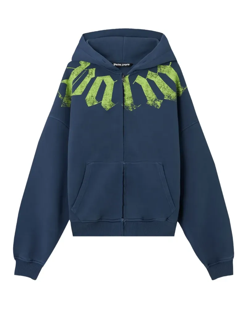 Palm Angels Big Neck Kapuzenjacke mit Logo-Print - Blau Blau