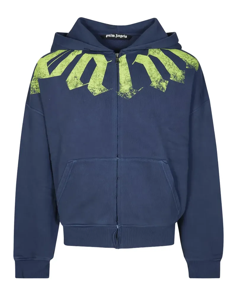 Palm Angels Big Neck Kapuzenjacke mit Logo-Print - Blau Blau