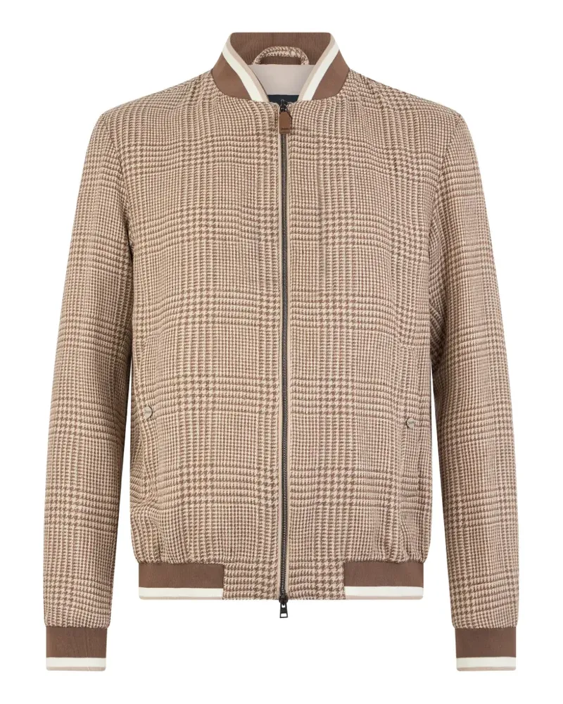 Herno houndstooth-pattern zip-up bomber jacket - Braun Braun