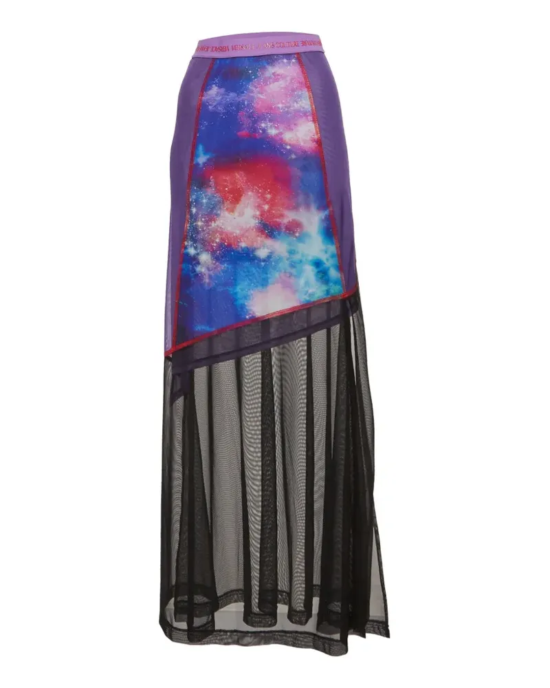 Versace Jeans galaxy-print sheer maxi skirt - Schwarz Schwarz