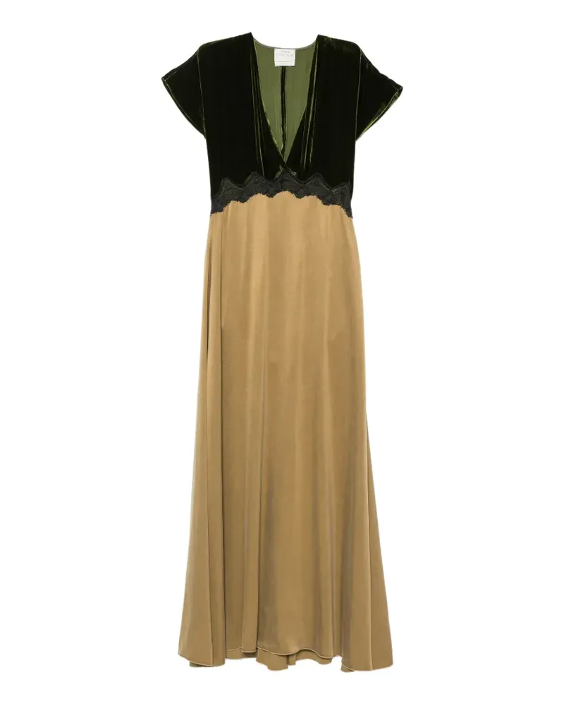 forte_forte Maxikleid mit V-Ausschnitt - Grün Grün