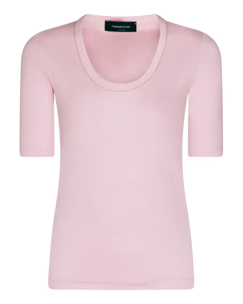 Fabiana Filippi ribbed-knit scoop-neck top - Rosa Rosa