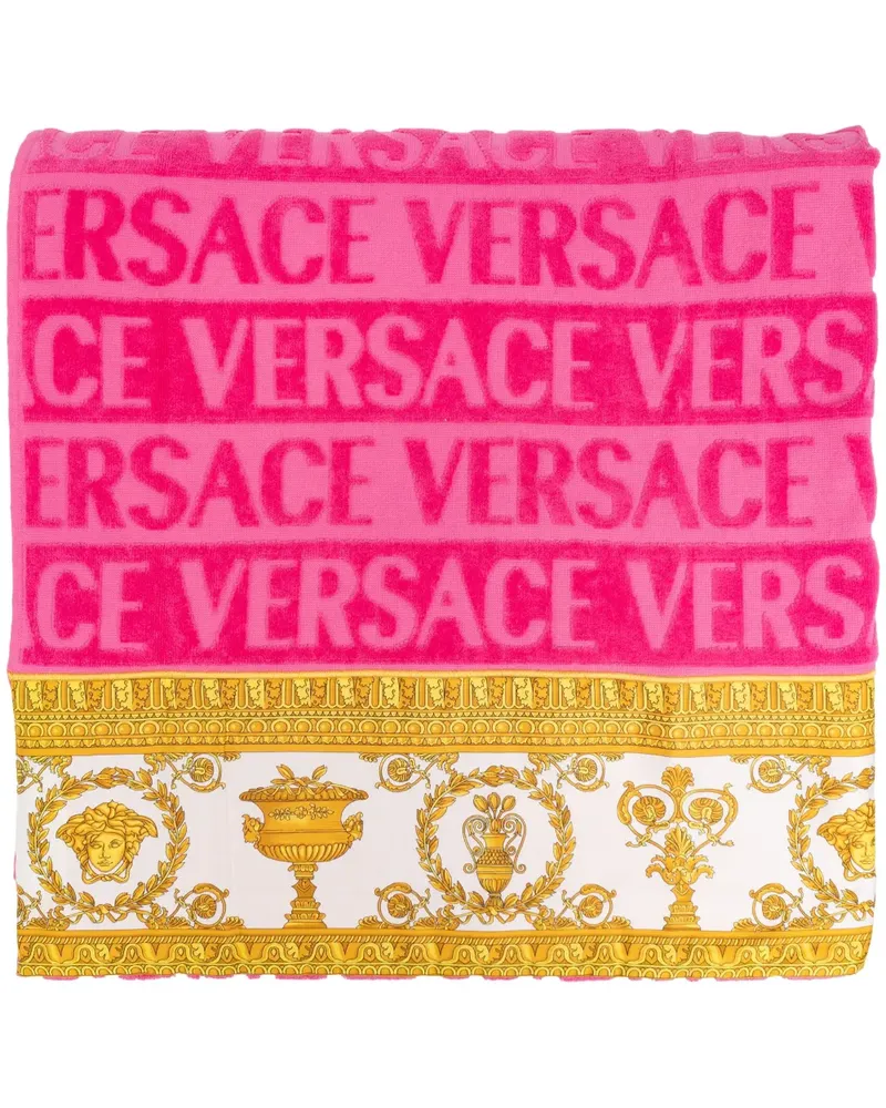 Versace Badetuch mit Logo-Jacquard - Rosa Rosa