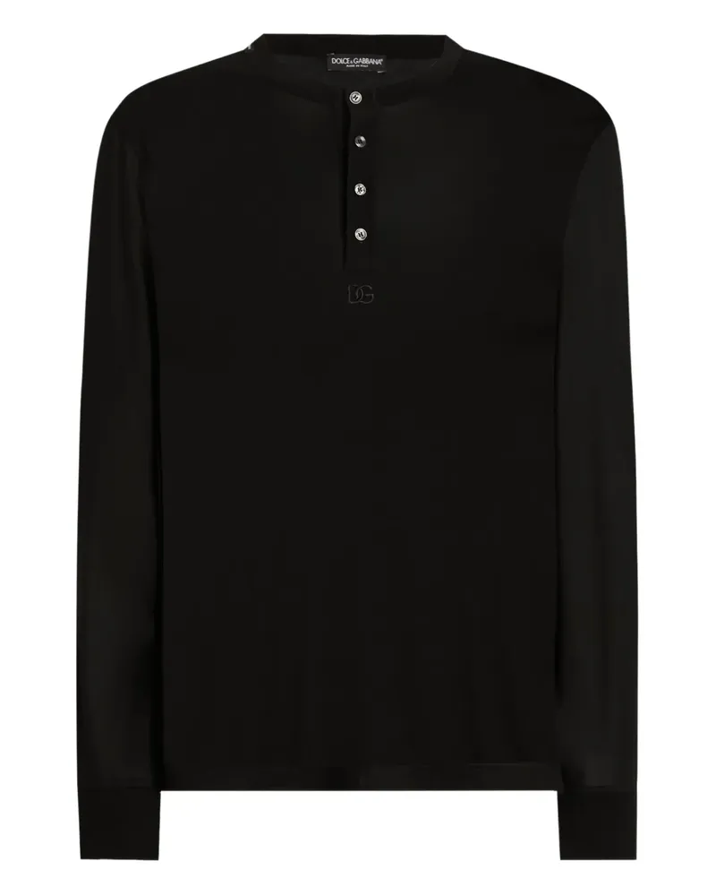 Dolce & Gabbana Langarmshirt mit Knopfleiste - Schwarz Schwarz