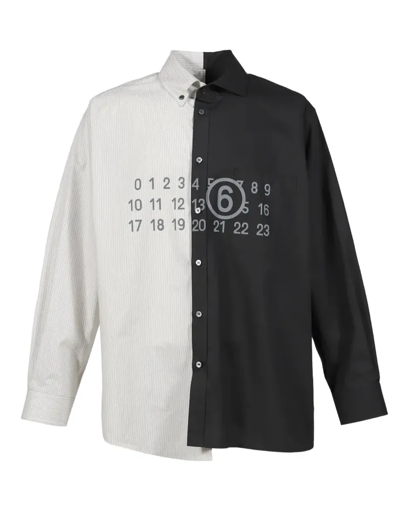 Maison Margiela zweifarbiges Baumwoll-Popeline-Hemd - Schwarz Schwarz