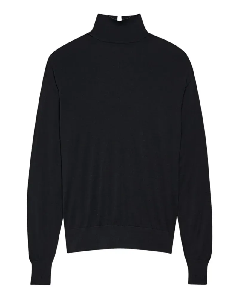 Another Tomorrow fine-knit turtleneck long-sleeve top - Schwarz Schwarz