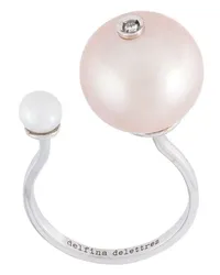 Delfina Delettrez 18kt 'Pearl Piercing' Weißgoldring Metallic