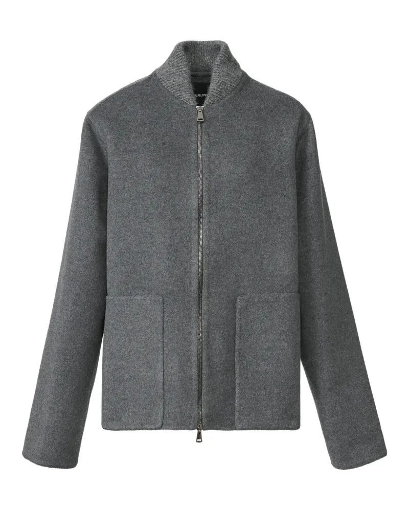 Fabiana Filippi Mantel mit Besatz aus Rippstrick - Grau Grau