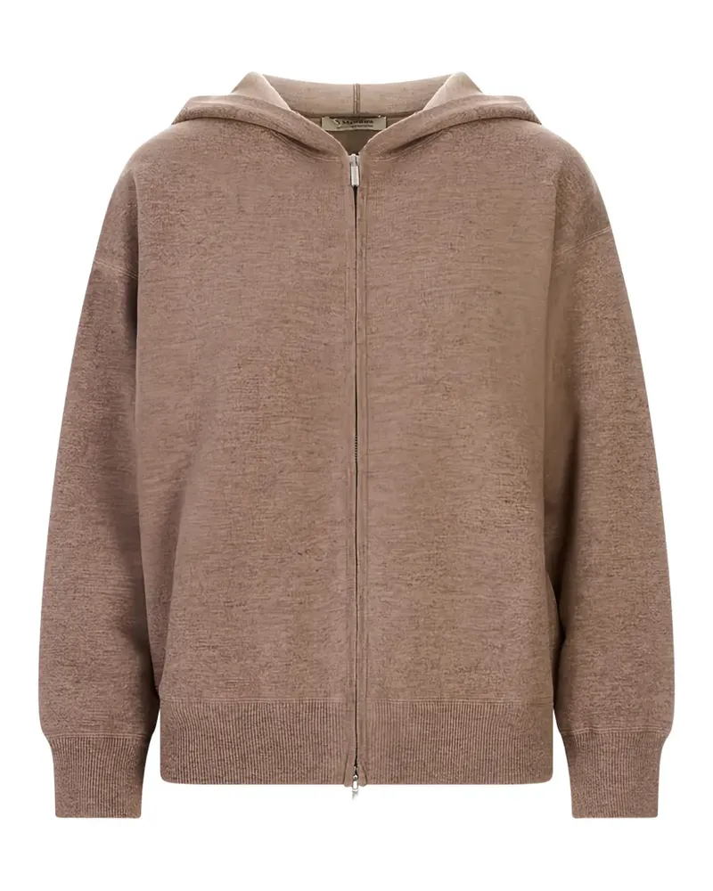 Max Mara Max Mara logo-intarsia zip-up hoodie - Nude Nude