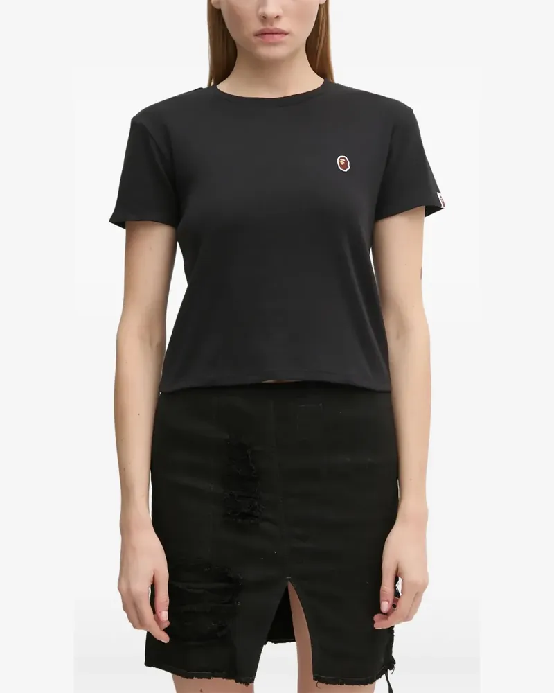BAPE Cropped-T-Shirt mit Logo-Stickerei - Schwarz Schwarz