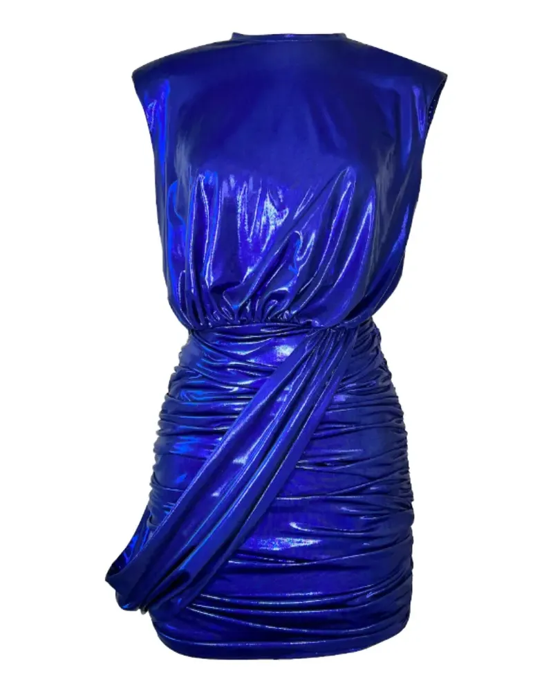 Romeo Gigli Milano Gerafftes Nisha Fall Minikleid im Metallic-Look - Blau Blau