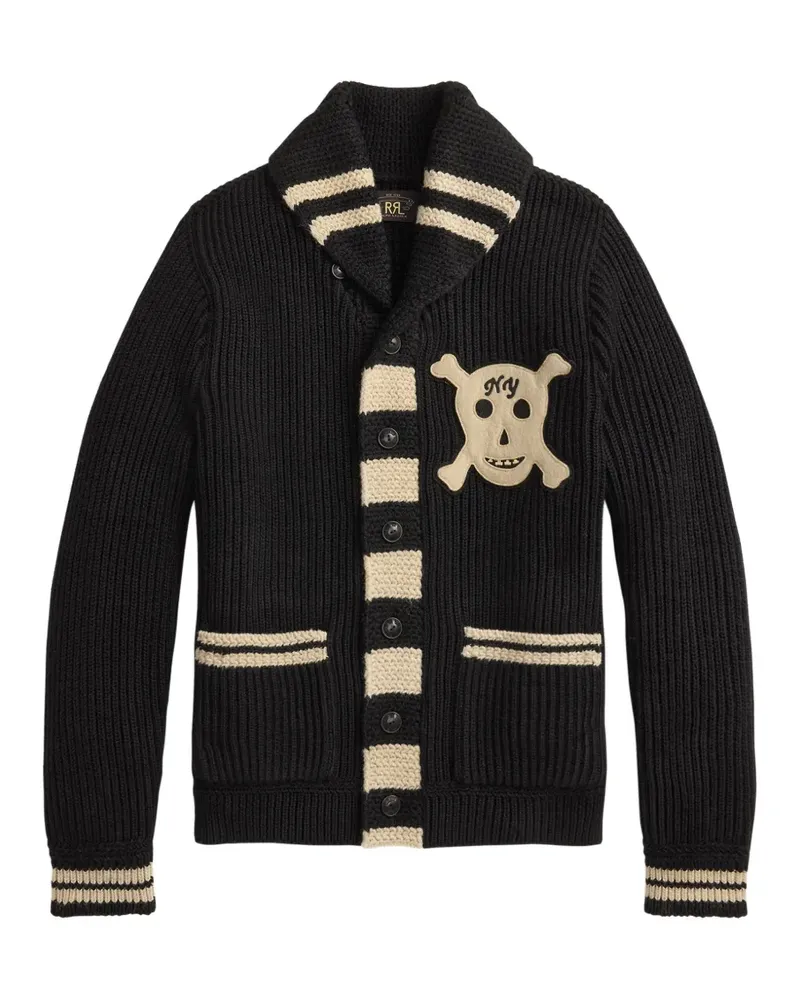 Ralph Lauren Cardigan mit Totenkopf-Patch und Schalkragen - Schwarz Schwarz
