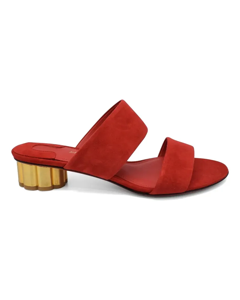 Ferragamo sculpted heel suede sandals - Rot Rot
