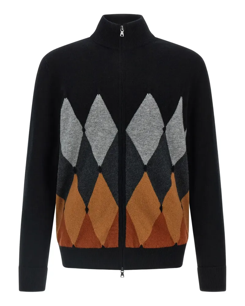 Ballantyne argyle-pattern zip-up cardigan - Schwarz Schwarz