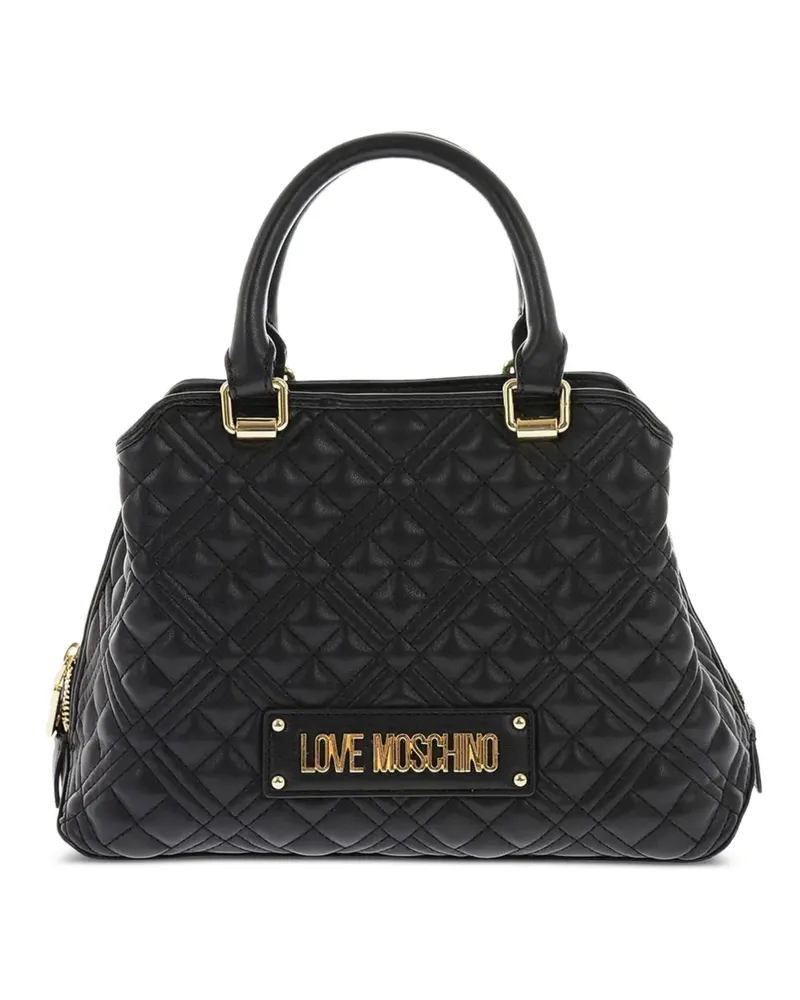 Moschino Tote Bag mit Logo-Schild - Schwarz Schwarz