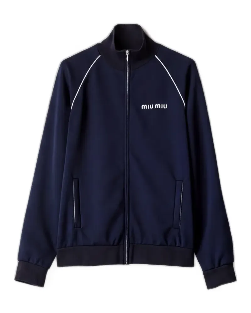 Miu Miu logo-detail zip-fastening sweatshirt - Blau Blau