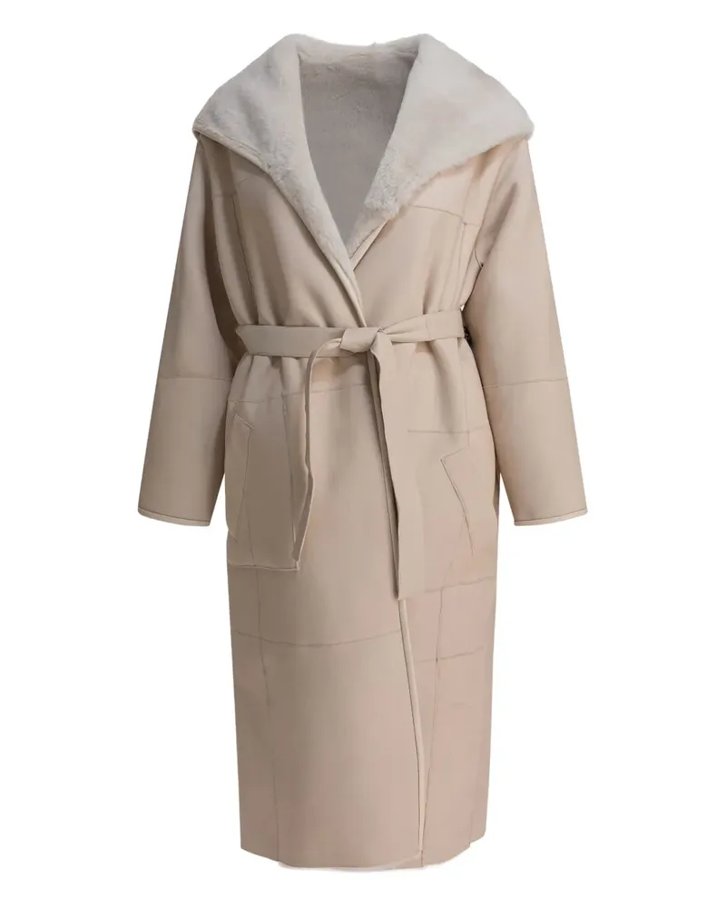 BLANCHA Kapuzenmantel aus Shearling - Nude Nude