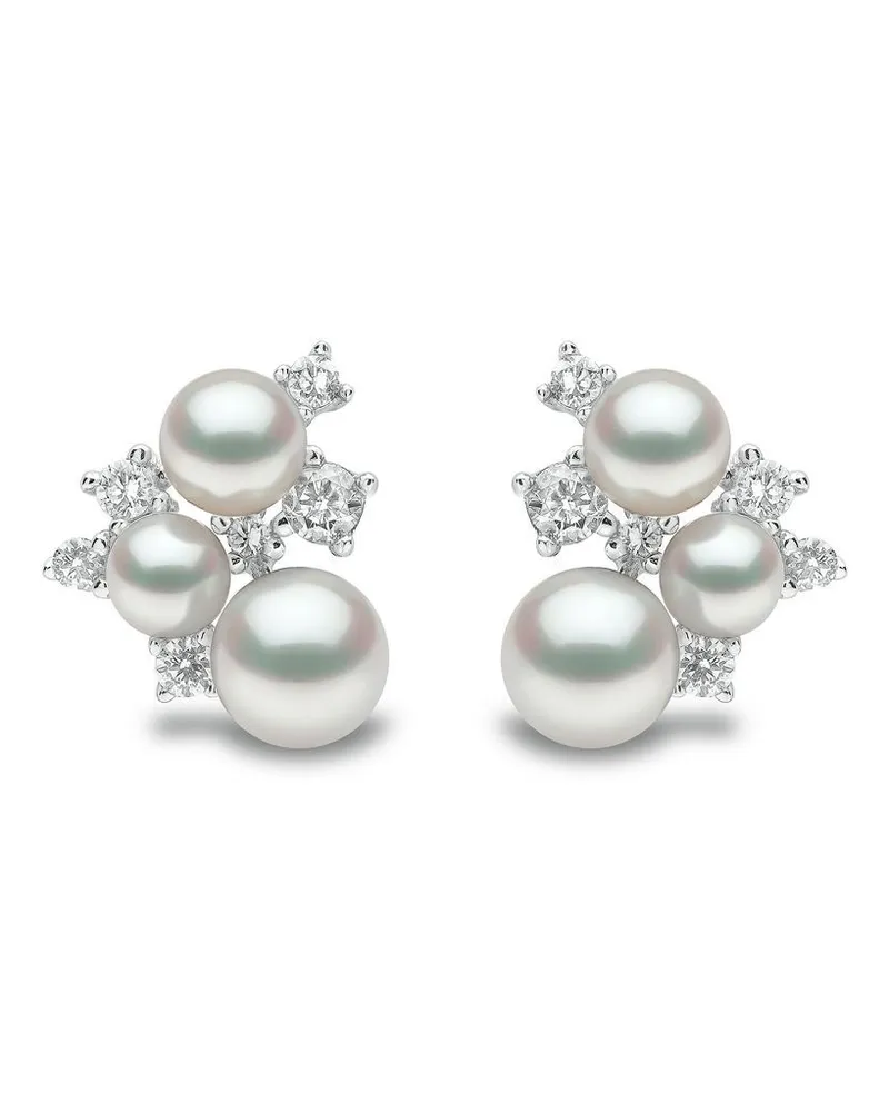 YOKO London 18kt Weißgoldohrringe mit Diamanten und Perlen - Silber Silber