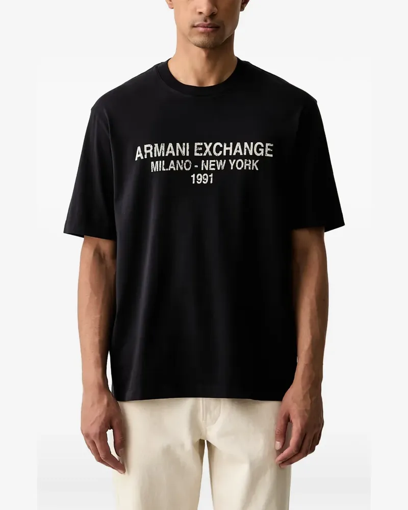 Armani Exchange logo-print cotton T-shirt - Schwarz Schwarz